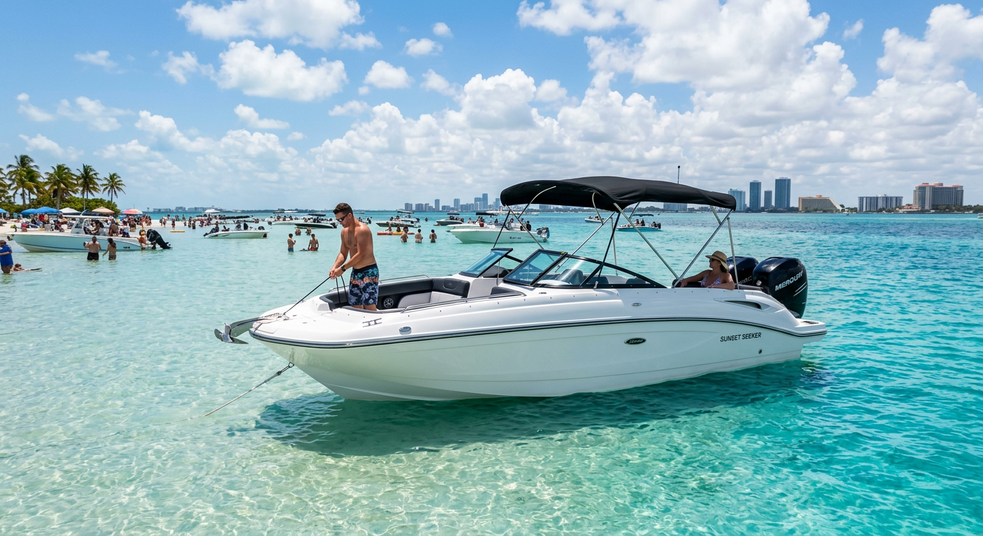 26ft Sundeck yacht on the water in Miami